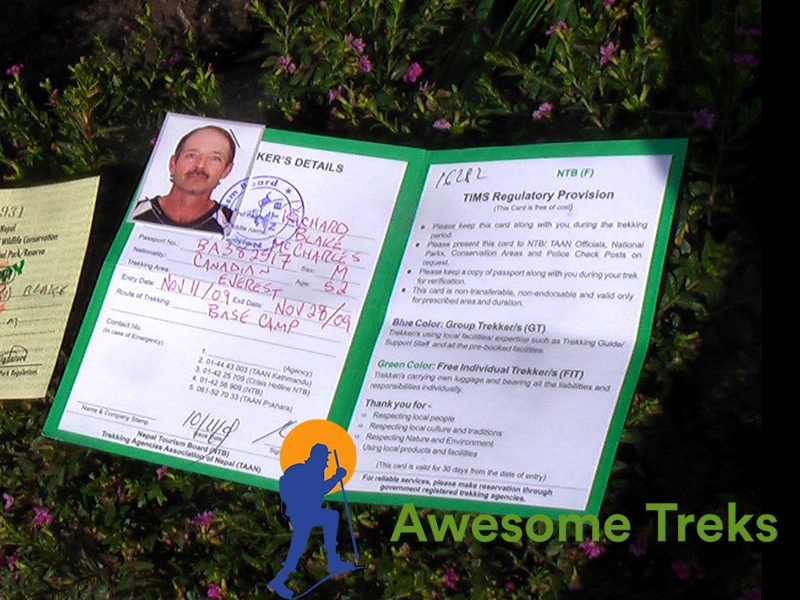 TIMS (Trekkers’ Information Management System) Card